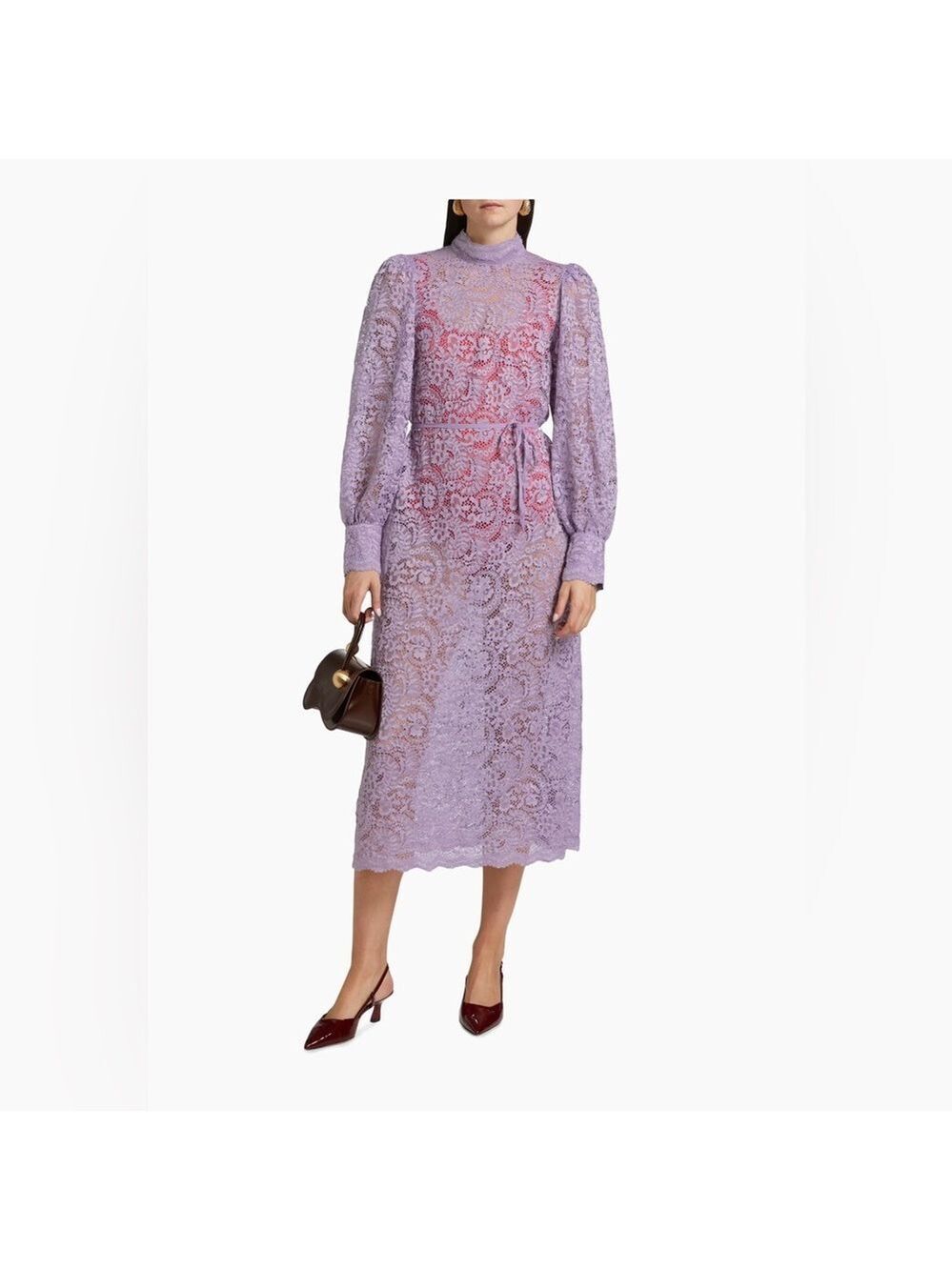 Farm Rio Lilac Lace Midi Dress